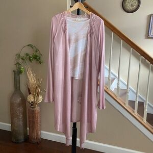 Vertigo Paris Crochet Long Sleeve Hi Low Open Cardigan NWT. Size L